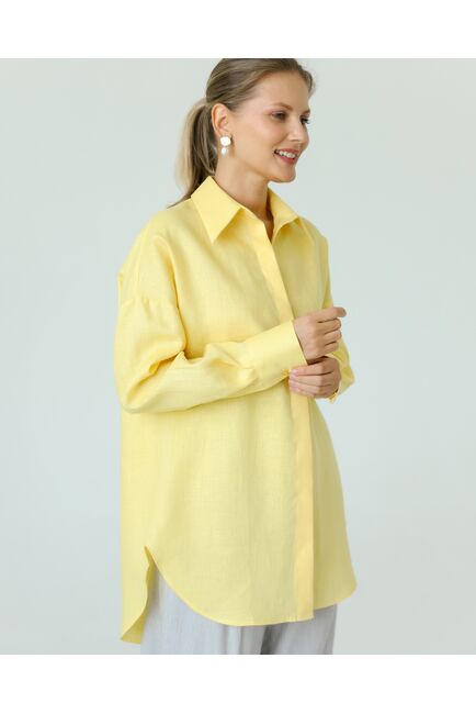 Женская рубашка из льна желтая-8814 от byME 