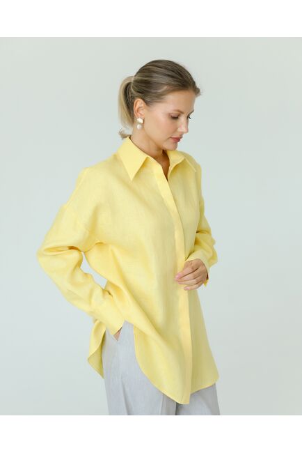 Женская рубашка из льна желтая-8814 от byME 