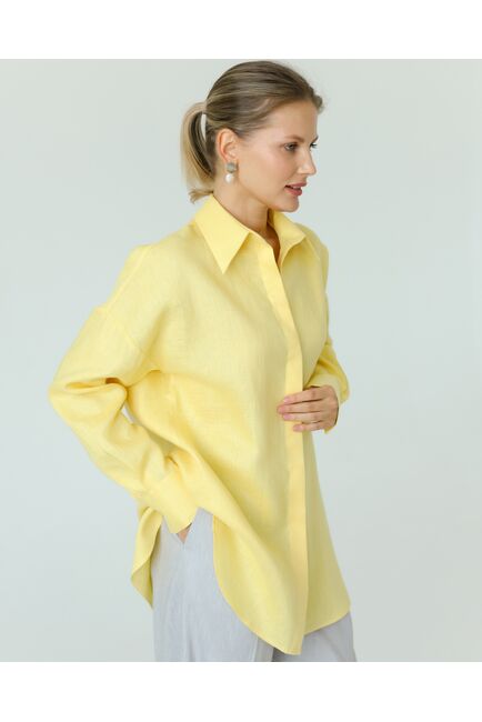 Женская рубашка из льна желтая-8814 от byME 