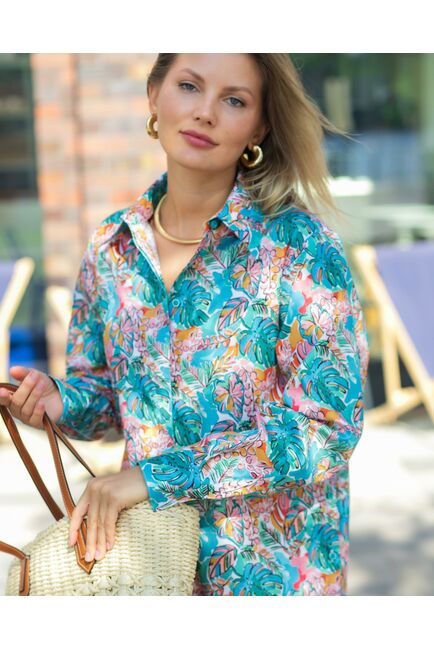 Женская рубашка из хлопка с тропическим принтом  8853 от byME 