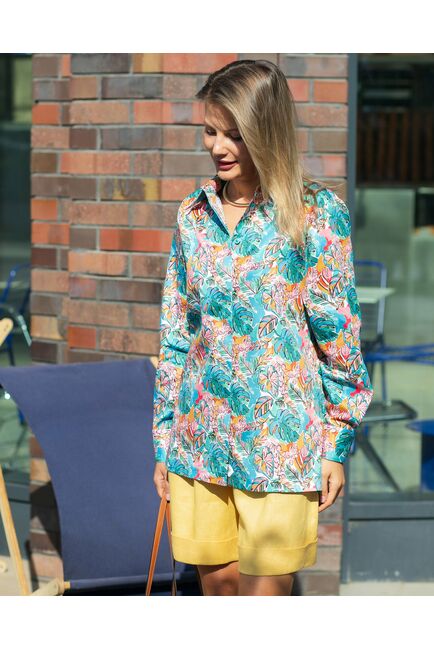 Женская рубашка из хлопка с тропическим принтом  8853 от byME 