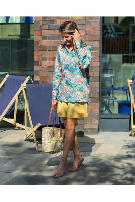 Женская рубашка из хлопка с тропическим принтом  8853 от byME 