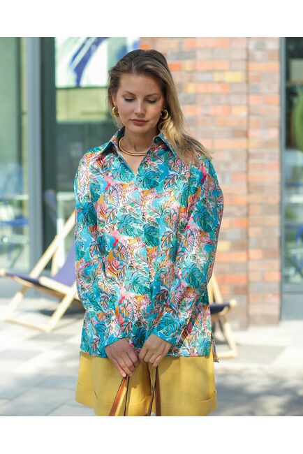 Женская рубашка из хлопка с тропическим принтом  8853 от byME 