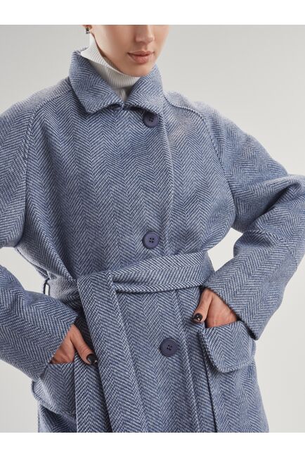 Пальто S101 Ворс Print цвет деним-белый от Doroteya 