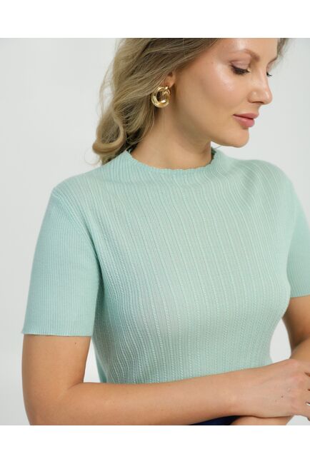 Джемпер из шерсти мериноса тонкой вязки и шелка Mulberry зеленый от byME 