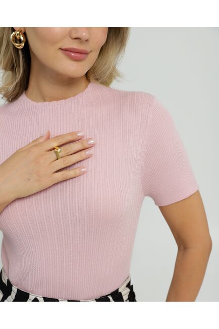 Джемпер из шерсти мериноса тонкой вязки и шелка Mulberry розовый от byME 