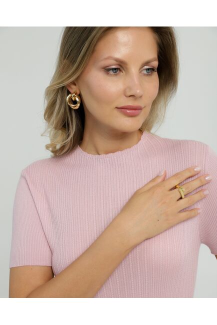 Джемпер из шерсти мериноса тонкой вязки и шелка Mulberry розовый от byME 