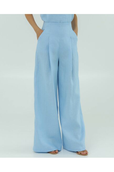 Женские брюки голубые изо льна-135032 от LW 