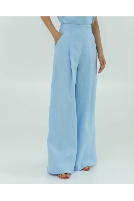 Женские брюки голубые изо льна-135032 от LW 