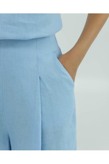 Женские брюки голубые изо льна-135032 от LW 