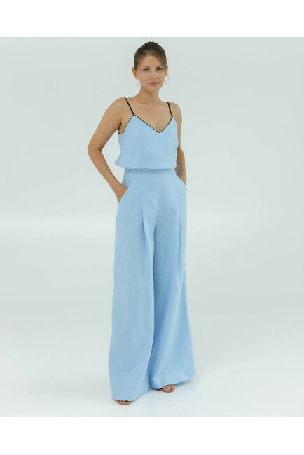 Женские брюки голубые изо льна-135032 от LW 