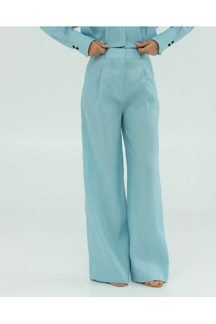 Женские брюки голубые изо льна-135043 от LW 