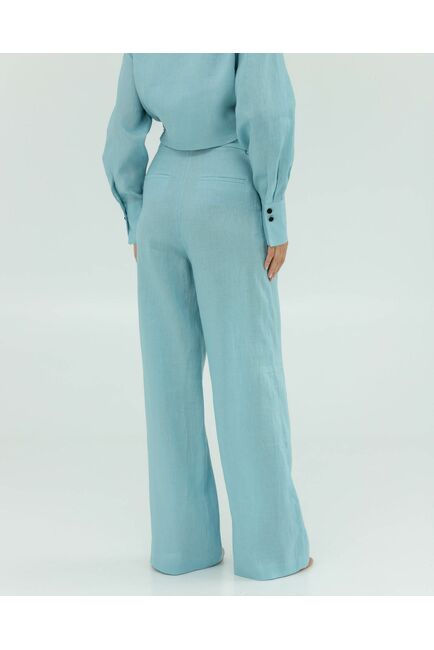 Женские брюки голубые изо льна-135043 от LW 