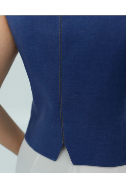Жилет женский тёмно-синий изо льна-155003 от LW 