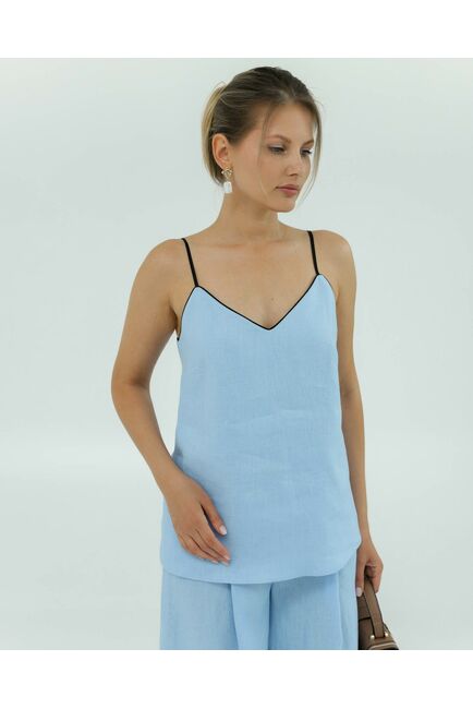 Женский топ голубой изо льна-375011 от LW 