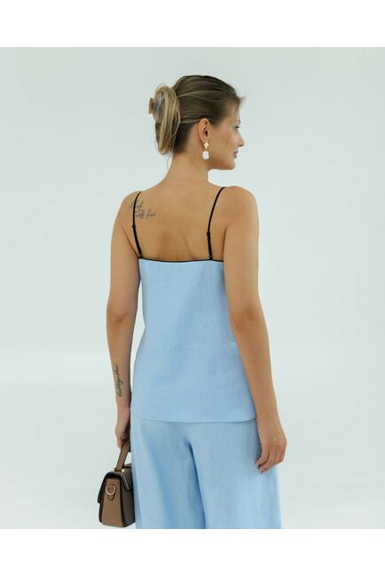 Женский топ голубой изо льна-375011 от LW 