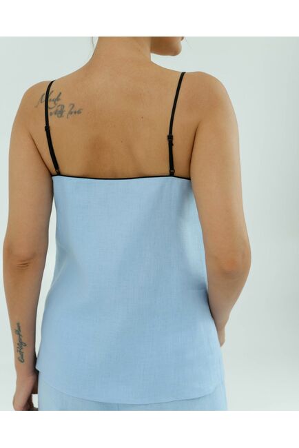 Женский топ голубой изо льна-375011 от LW 