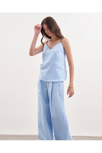 Женский топ голубой изо льна-375011 от LW 