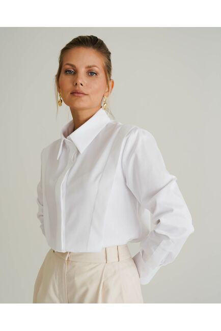 Женская рубашка белая из фактурного хлопка 8817 от byME 