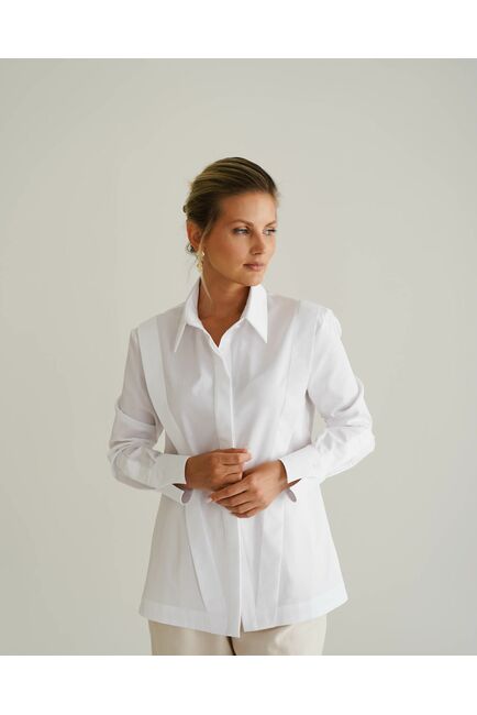 Женская рубашка белая из фактурного хлопка 8817 от byME 