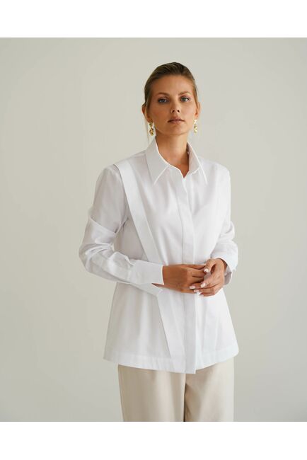 Женская рубашка белая из фактурного хлопка 8817 от byME 