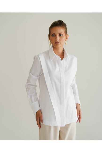 Женская рубашка белая из фактурного хлопка 8817 от byME 