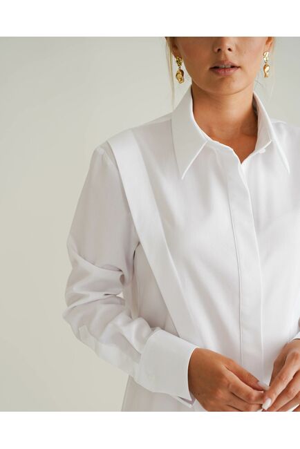 Женская рубашка белая из фактурного хлопка 8817 от byME 