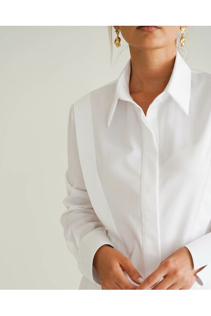 Женская рубашка белая из фактурного хлопка 8817 от byME 