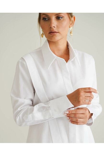 Женская рубашка белая из фактурного хлопка 8817 от byME 