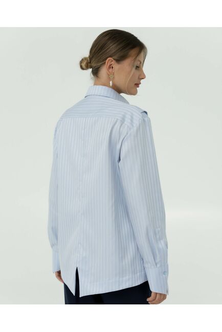 Женская рубашка голубая  из фактурного хлопка 8818 от byME 