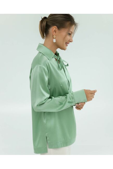 Блуза из натурального шёлка зелёного цвета 8820 от byME 