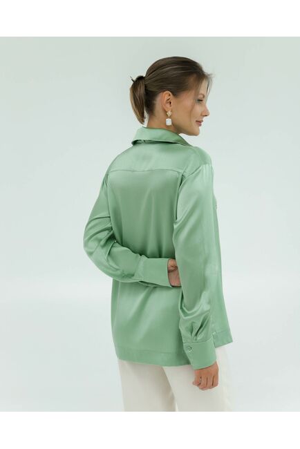 Блуза из натурального шёлка зелёного цвета 8820 от byME 