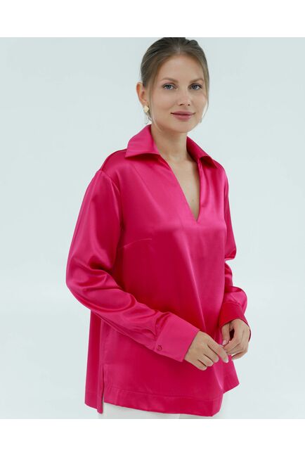 Женская рубашка из шёлка в розовом цвете 8821 от byME 