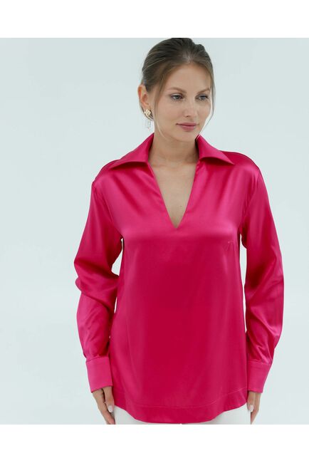 Женская рубашка из шёлка в розовом цвете 8821 от byME 