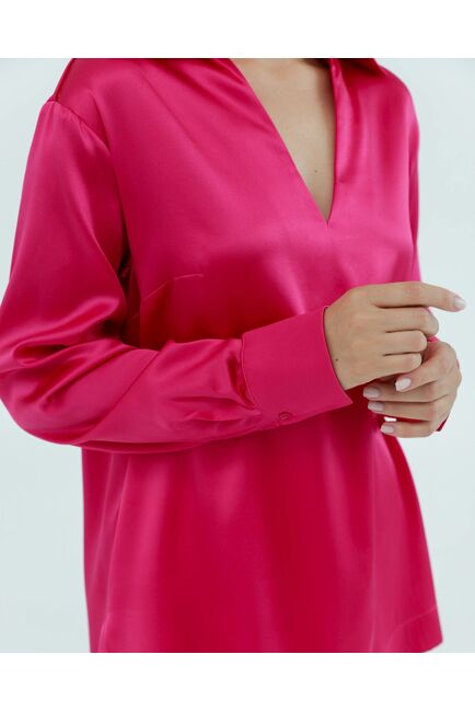 Женская рубашка из шёлка в розовом цвете 8821 от byME 