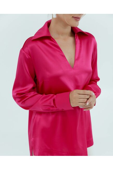 Женская рубашка из шёлка в розовом цвете 8821 от byME 