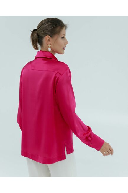 Женская рубашка из шёлка в розовом цвете 8821 от byME 