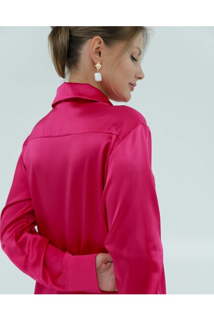 Женская рубашка из шёлка в розовом цвете 8821 от byME 