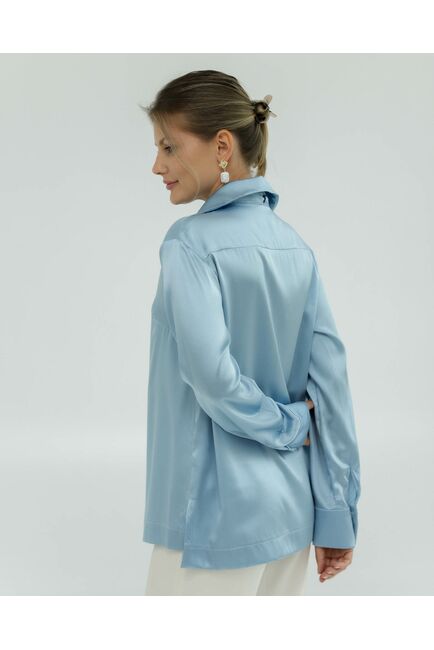 Женская рубашка из шёлка в голубом  цвете 8823 от byME 