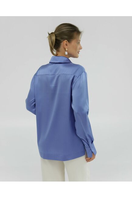 Женская рубашка из шёлка в васильковом цвете 8824 от byME 