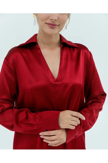 Женская рубашка из шёлка в красном цвете 8825 от byME 