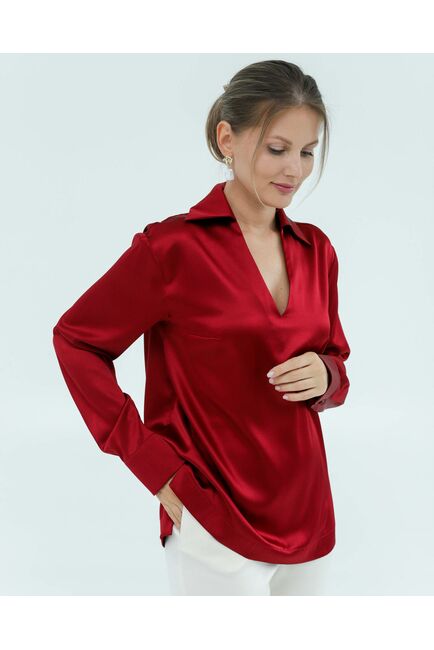 Женская рубашка из шёлка в красном цвете 8825 от byME 