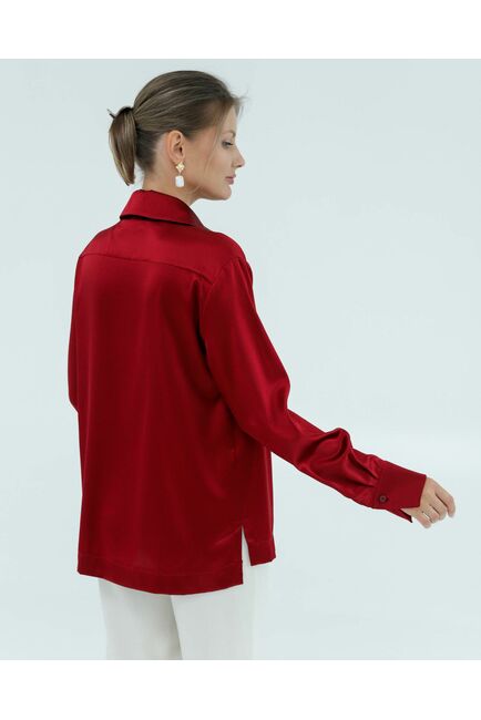 Женская рубашка из шёлка в красном цвете 8825 от byME 