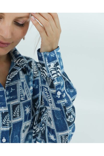 Женская рубашка из крапивы синие тропики 8828 от byME 