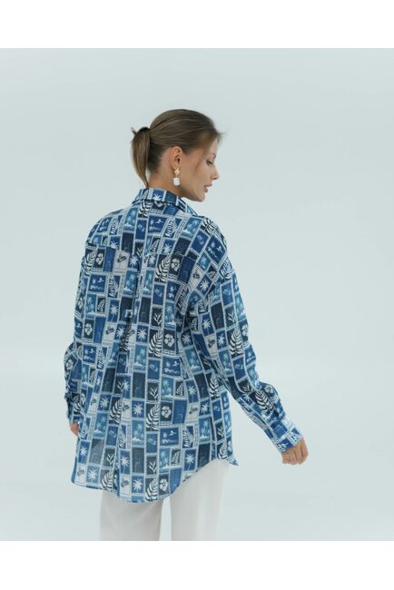Женская рубашка из крапивы синие тропики 8828 от byME 
