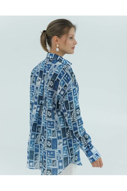 Женская рубашка из крапивы синие тропики 8828 от byME 