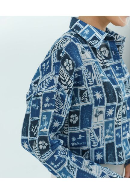 Женская рубашка из крапивы синие тропики 8828 от byME 