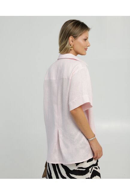 Женска рубашка на запах изо льна розовая 8844 от byME 