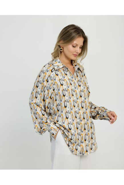 Женская рубашка в прямом силуэте из вискозы с пышным рукавом 8848 от byME 