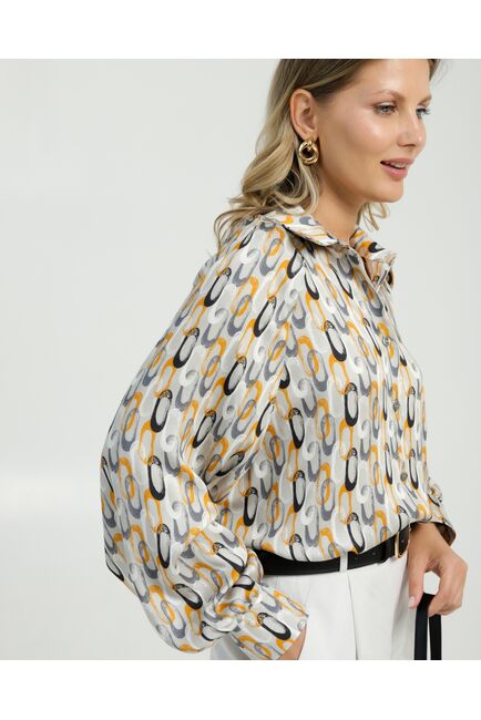 Женская рубашка в прямом силуэте из вискозы с пышным рукавом 8848 от byME 